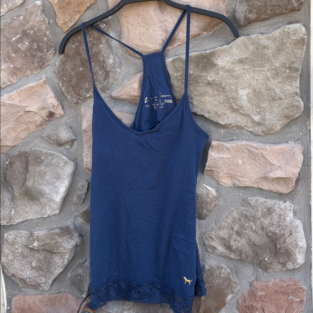 Victoria Secret PINK Camisole Lace Trim And The Signature  Dog Logo Tank Top